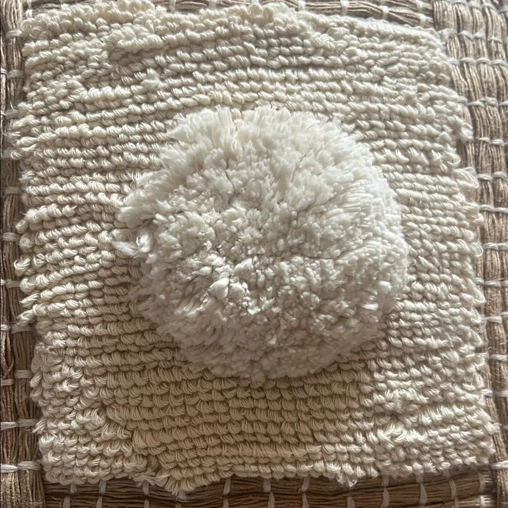 Anthropologie textured Cream and Tan Accent Pillow pre owned great condition - Picture 3 of 10